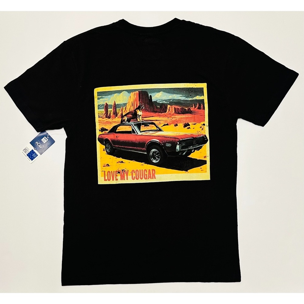 Ford‎ Love My Cougar Mens Black Graphic T-Shirt Vintage Car Desert Size M NEW